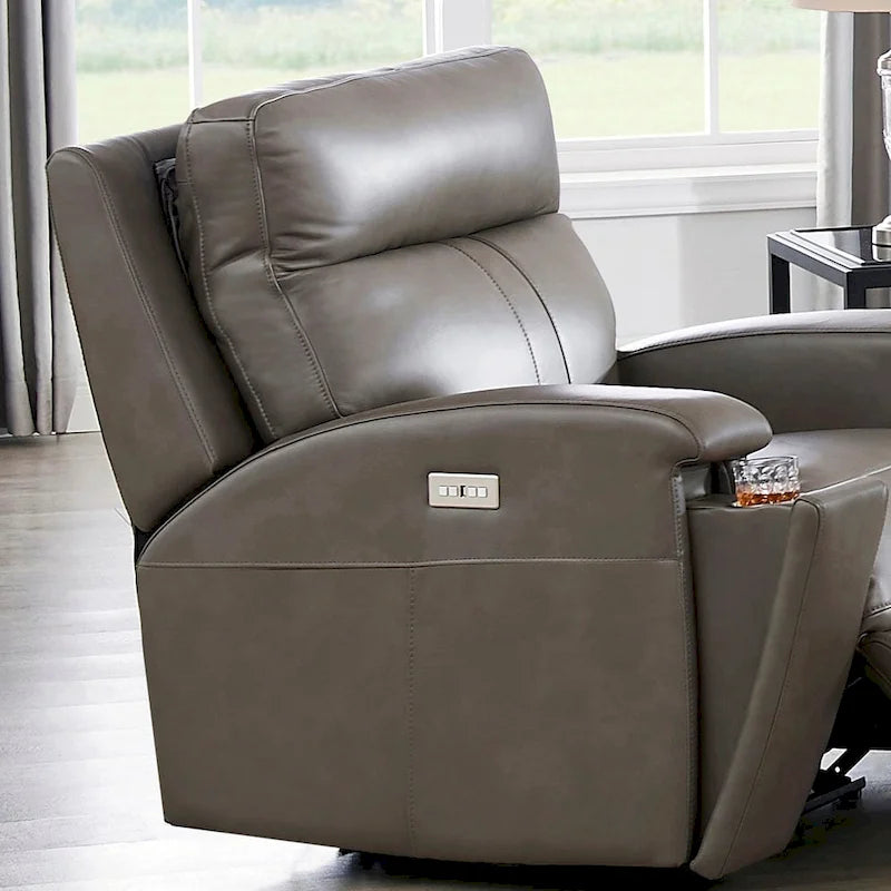 Fauteuil inclinable en cuir pleine fleur Venice Zero Gravity avec fonction d'inclinaison électrique, appui-tête réglable et porte-gobelet