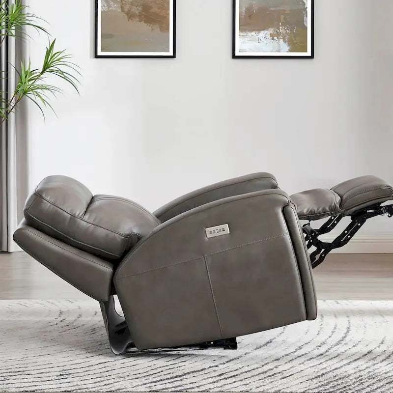 Fauteuil inclinable en cuir pleine fleur Venice Zero Gravity avec fonction d'inclinaison électrique, appui-tête réglable et porte-gobelet