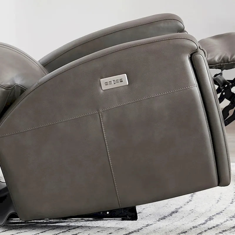 Fauteuil inclinable en cuir pleine fleur Venice Zero Gravity avec fonction d'inclinaison électrique, appui-tête réglable et porte-gobelet