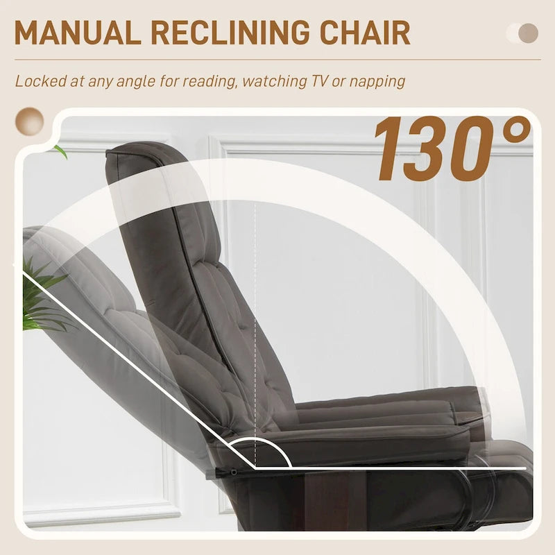 Fauteuil inclinable pivotant et ottoman, fauteuil inclinable en similicuir avec dossier haut