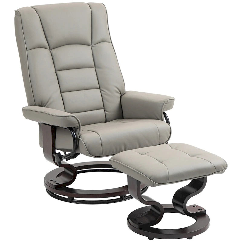 Fauteuil inclinable pivotant et ottoman, fauteuil inclinable en similicuir avec dossier haut