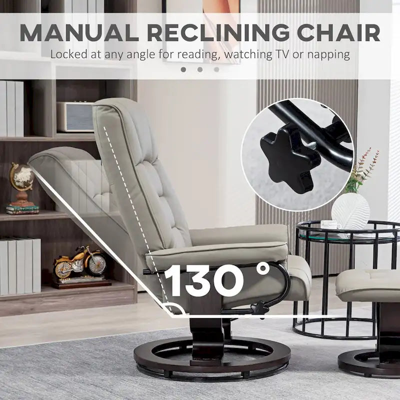 Fauteuil inclinable pivotant et ottoman, fauteuil inclinable en similicuir avec dossier haut