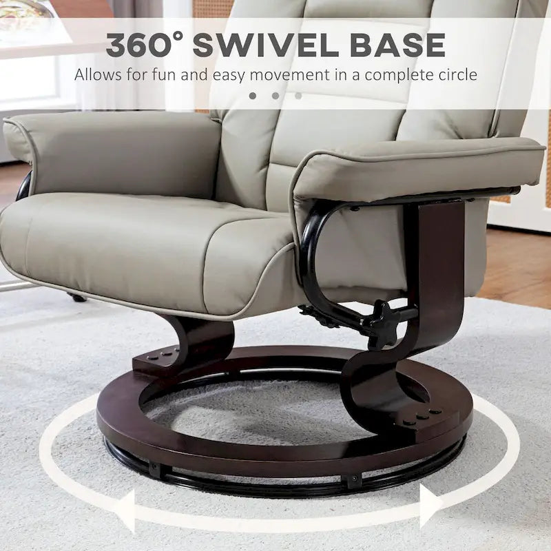 Fauteuil inclinable pivotant et ottoman, fauteuil inclinable en similicuir avec dossier haut