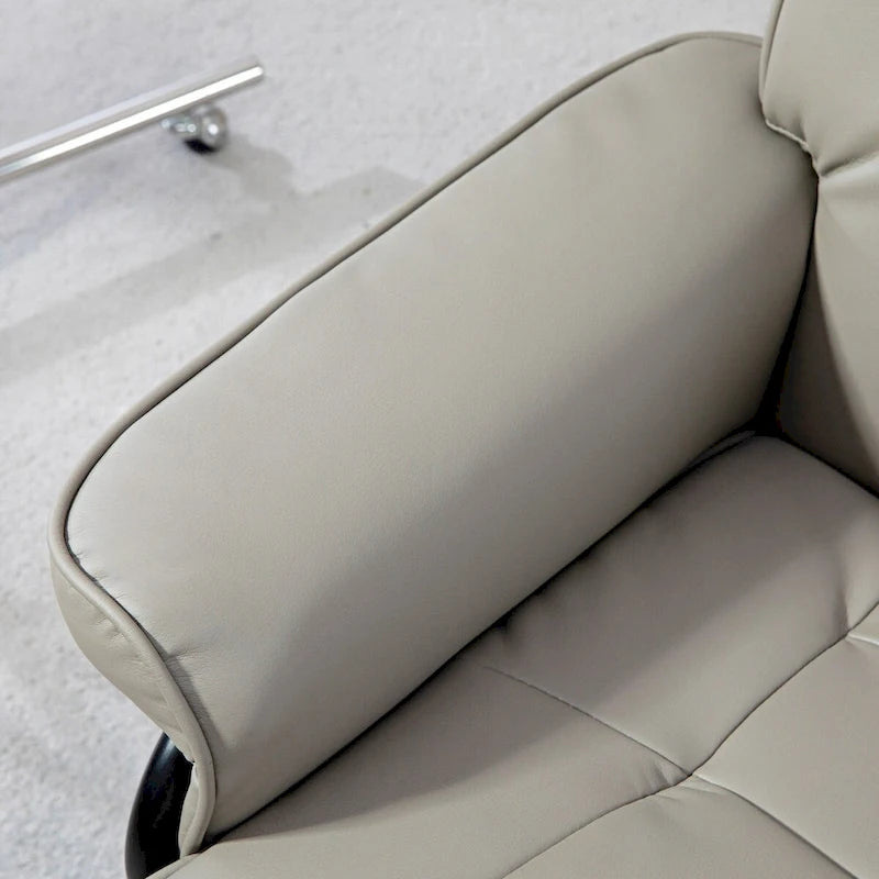 Fauteuil inclinable pivotant et ottoman, fauteuil inclinable en similicuir avec dossier haut