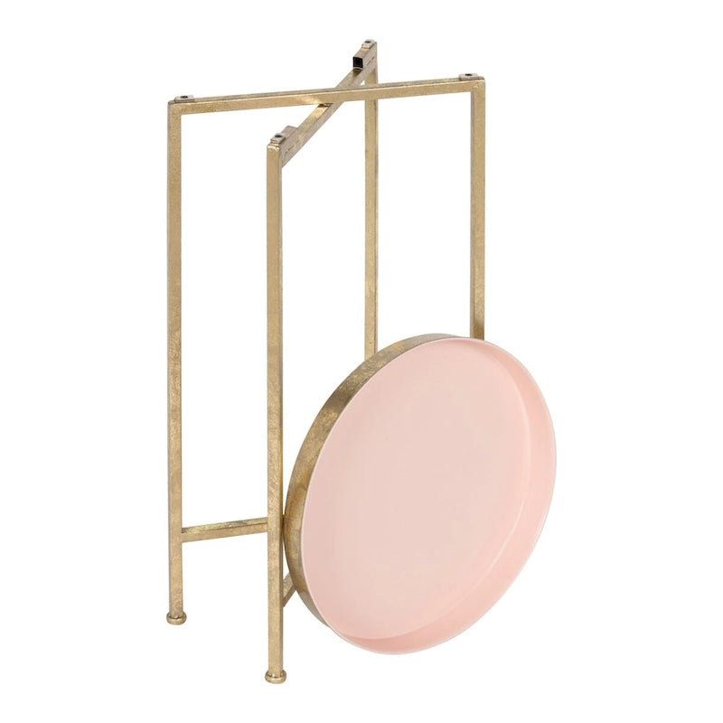 Table d'appoint ronde en métal pliable avec plateau amovible - Table de chevet et de salon portable avec plateau de service amovible