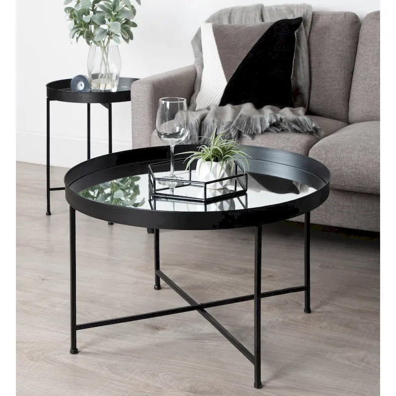 Table Basse Ronde Métal avec Structure Robuste en Fer – Table d'Appoint Moderne Minimaliste pour Salon, 71 cm