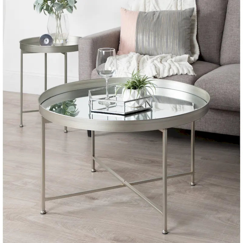 Table Basse Ronde Métal avec Structure Robuste en Fer – Table d'Appoint Moderne Minimaliste pour Salon, 71 cm