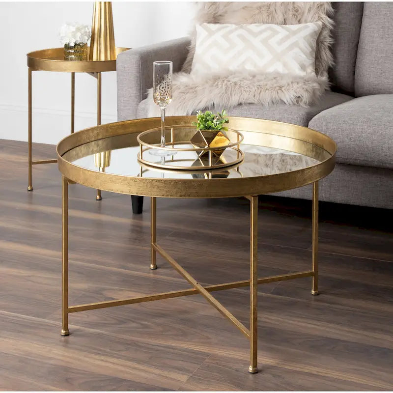Table Basse Ronde Métal avec Structure Robuste en Fer – Table d'Appoint Moderne Minimaliste pour Salon, 71 cm