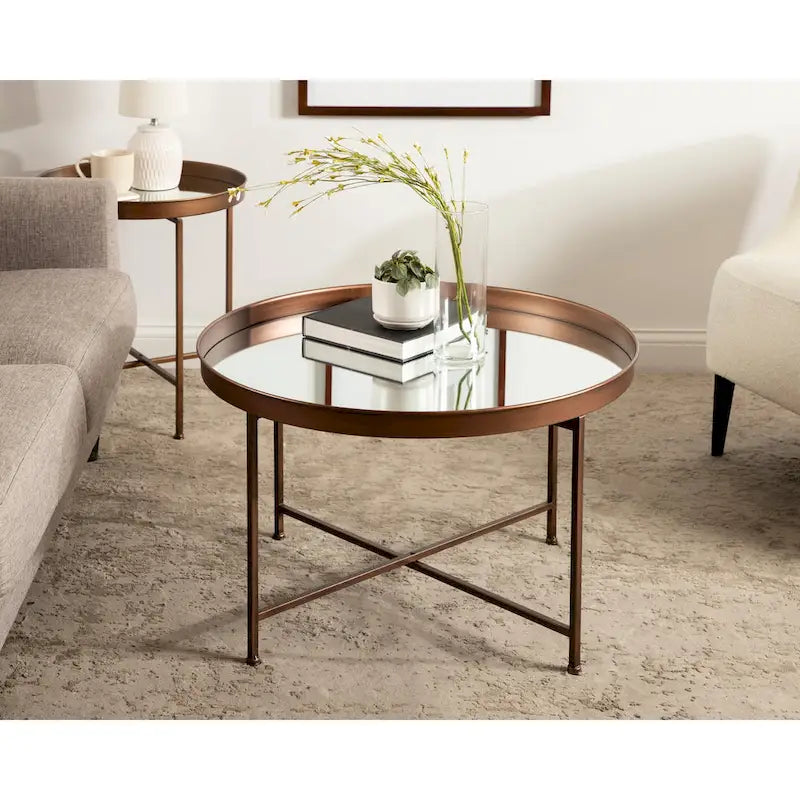 Table Basse Ronde Métal avec Structure Robuste en Fer – Table d'Appoint Moderne Minimaliste pour Salon, 71 cm
