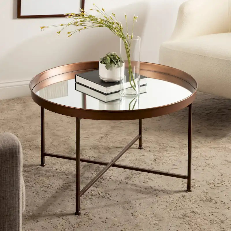 Table Basse Ronde Métal avec Structure Robuste en Fer – Table d'Appoint Moderne Minimaliste pour Salon, 71 cm