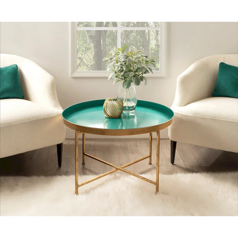 Table Basse Ronde Métal avec Structure Robuste en Fer – Table d'Appoint Moderne Minimaliste pour Salon, 71 cm