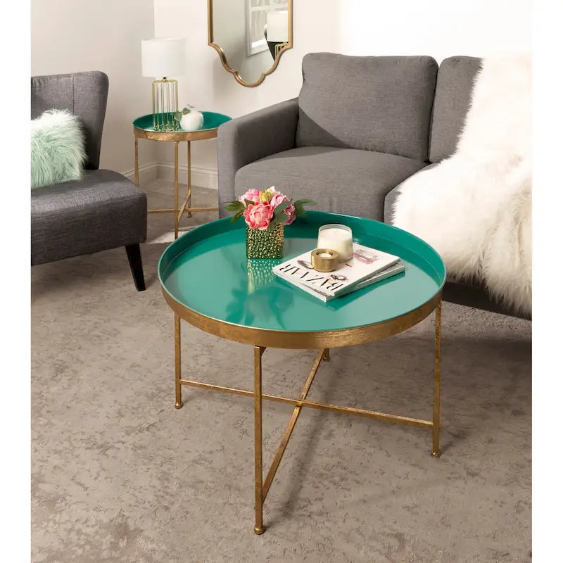 Table Basse Ronde Métal avec Structure Robuste en Fer – Table d'Appoint Moderne Minimaliste pour Salon, 71 cm