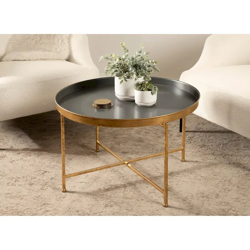 Table Basse Ronde Métal avec Structure Robuste en Fer – Table d'Appoint Moderne Minimaliste pour Salon, 71 cm