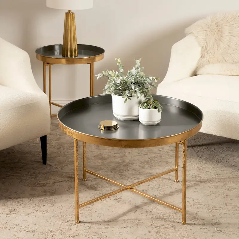 Table Basse Ronde Métal avec Structure Robuste en Fer – Table d'Appoint Moderne Minimaliste pour Salon, 71 cm