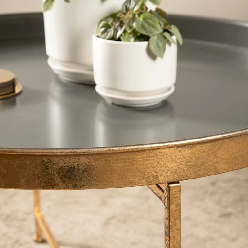 Table Basse Ronde Métal avec Structure Robuste en Fer – Table d'Appoint Moderne Minimaliste pour Salon, 71 cm