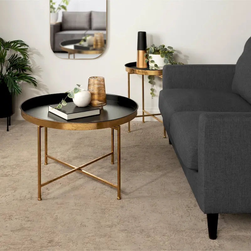 Table Basse Ronde Métal avec Structure Robuste en Fer – Table d'Appoint Moderne Minimaliste pour Salon, 71 cm