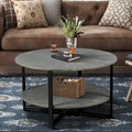 Table basse ronde avec rangement à 2 niveaux