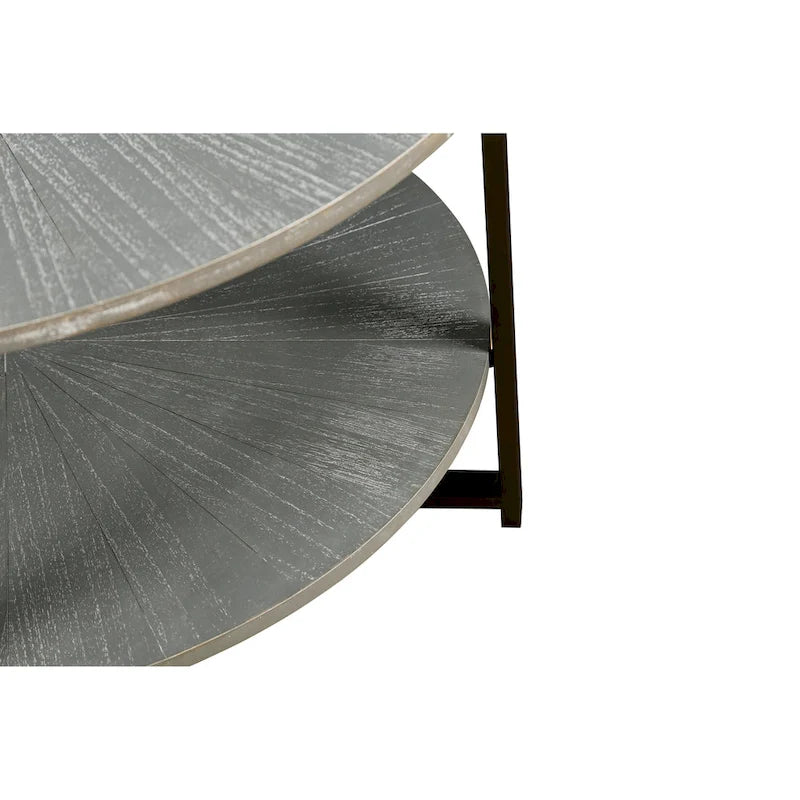 Table basse ronde avec rangement à 2 niveaux