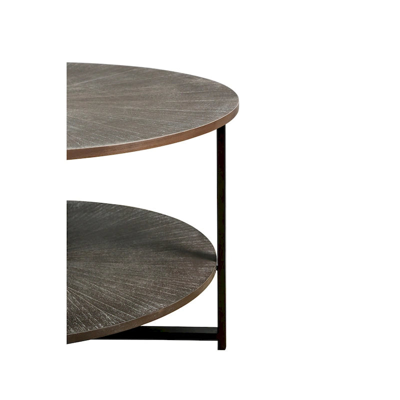 Table basse ronde avec rangement à 2 niveaux
