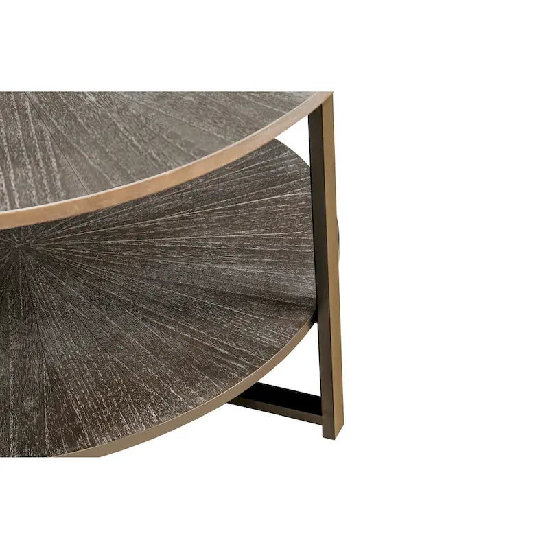 Table basse ronde avec rangement à 2 niveaux