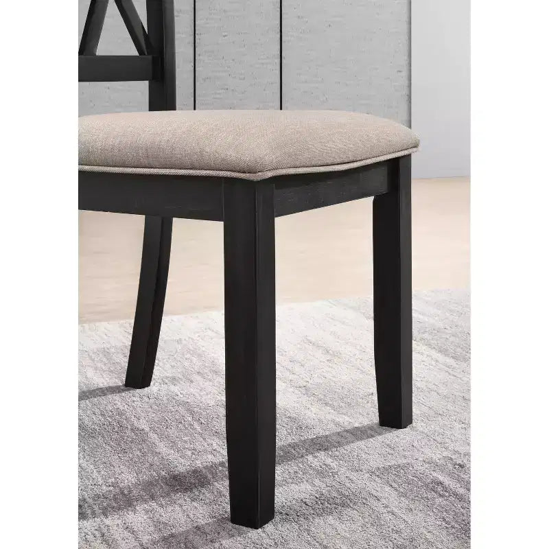 Roundhill Furniture Arroyo Dining Set, Hairpin Dining Table with 4 Cross-back Chairs, Rich Black, 5-Piece