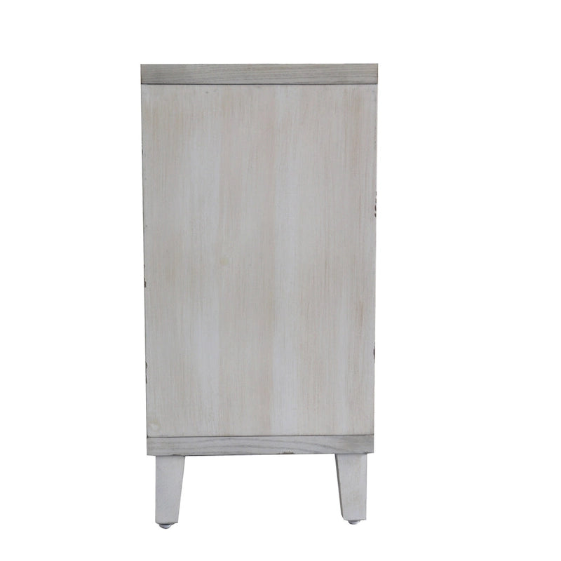 Vaisselier/buffet de ferme en bois naturel délavé de 60 po avec 4 portes à volets, meuble de rangement d'appoint