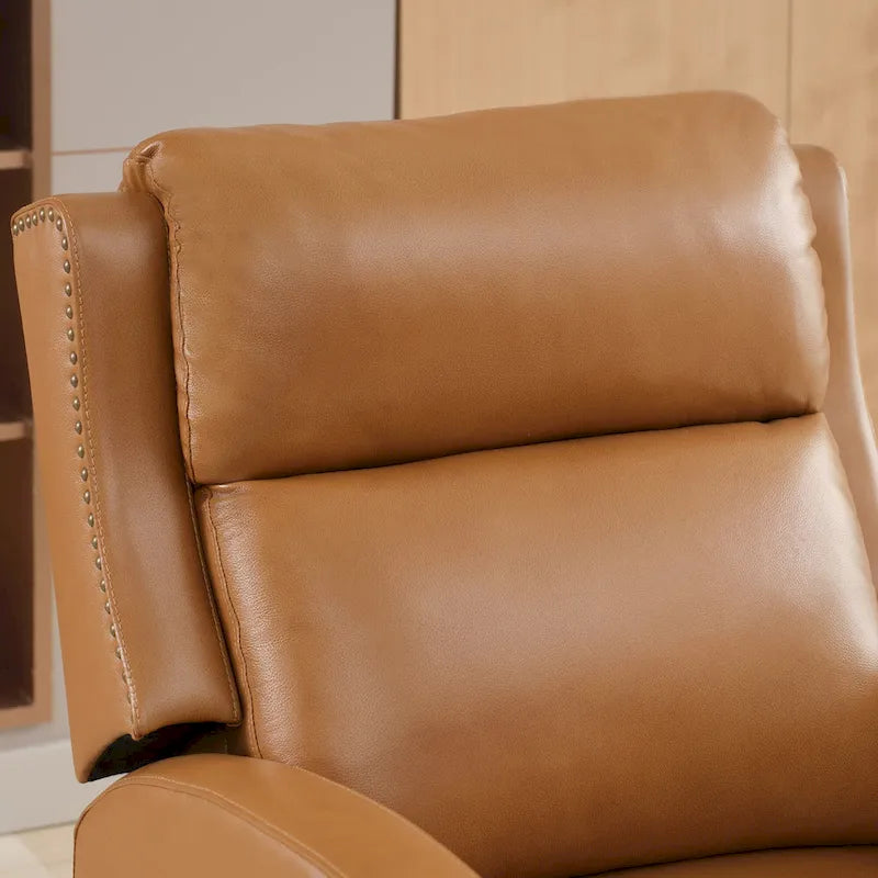 Fauteuil inclinable en cuir véritable avec dossier multi-angle et pieds en bois massif