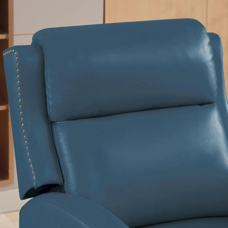 Fauteuil inclinable en cuir véritable avec dossier multi-angle et pieds en bois massif