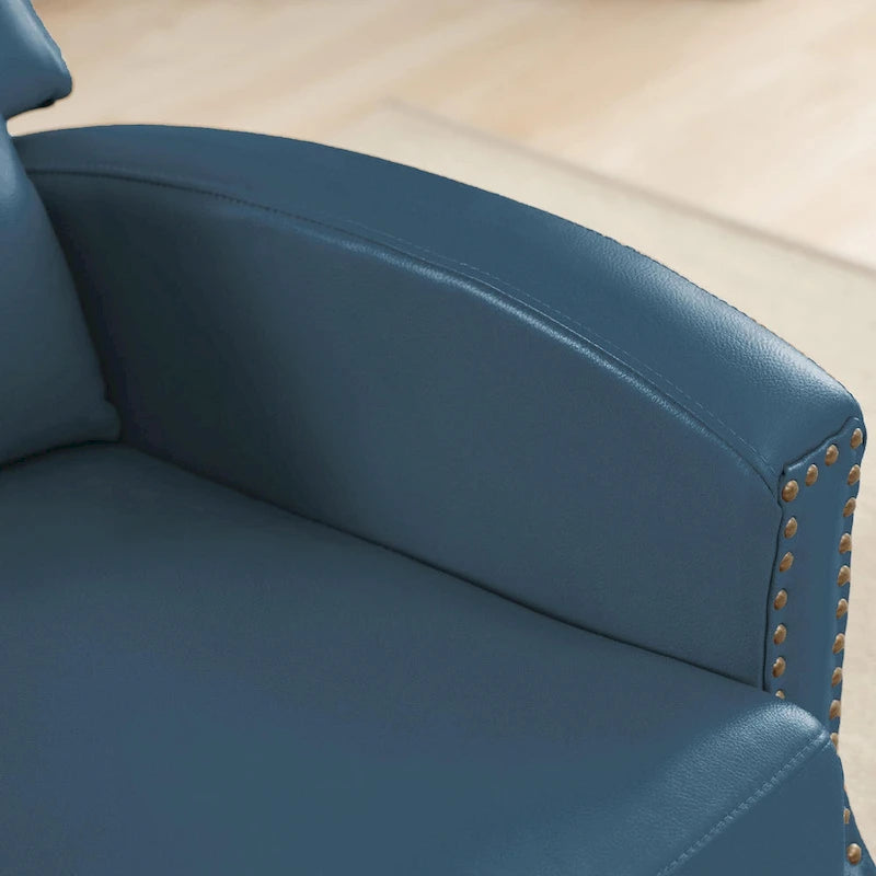 Fauteuil inclinable en cuir véritable avec dossier multi-angle et pieds en bois massif