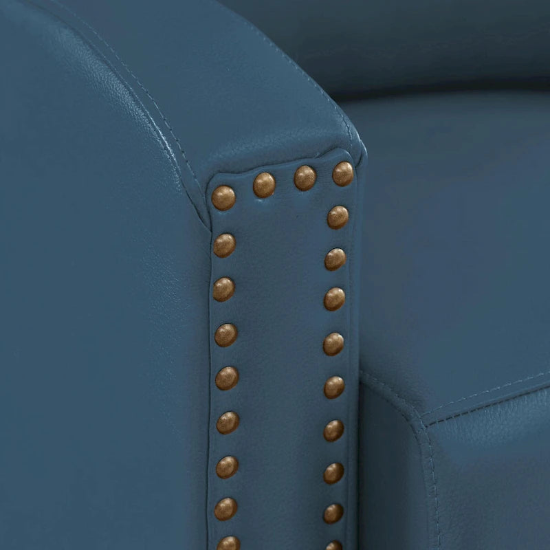 Fauteuil inclinable en cuir véritable avec dossier multi-angle et pieds en bois massif