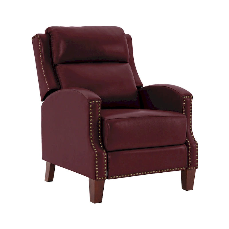 Fauteuil inclinable en cuir véritable avec dossier multi-angle et pieds en bois massif