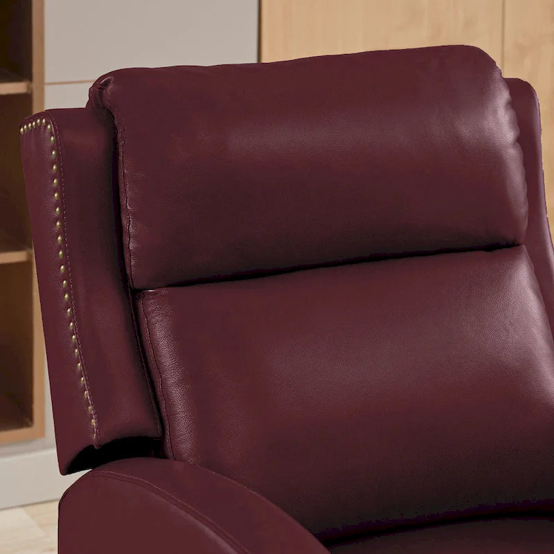 Fauteuil inclinable en cuir véritable avec dossier multi-angle et pieds en bois massif