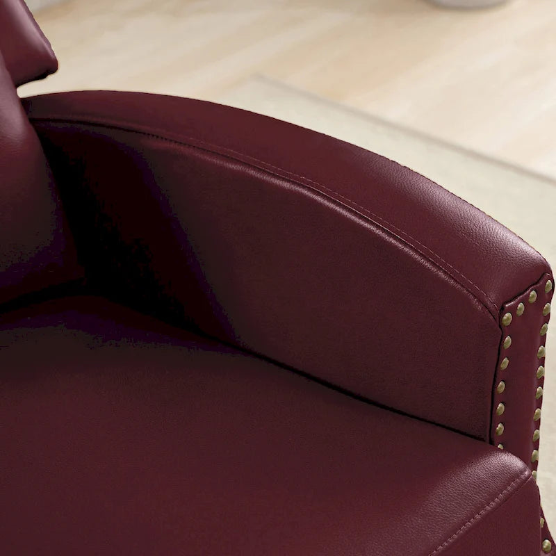 Fauteuil inclinable en cuir véritable avec dossier multi-angle et pieds en bois massif