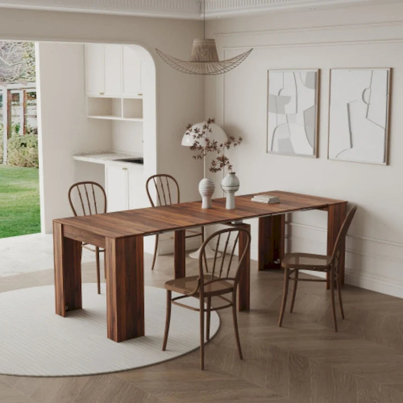 Multifunctional Extendable Rectangular Console Dining Table for 4-8 People