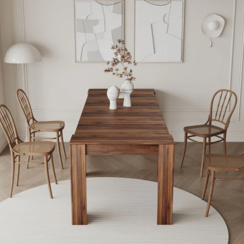 Console-table à manger rectangulaire multifonctionnelle extensible pour 4 à 8 personnes