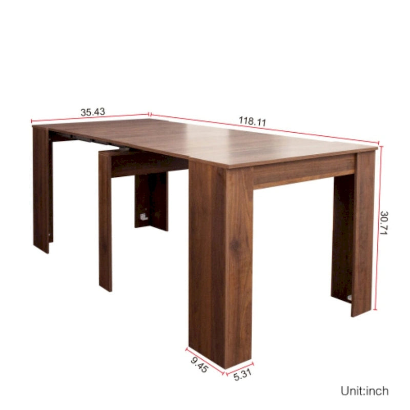 Console-table à manger rectangulaire multifonctionnelle extensible pour 4 à 8 personnes