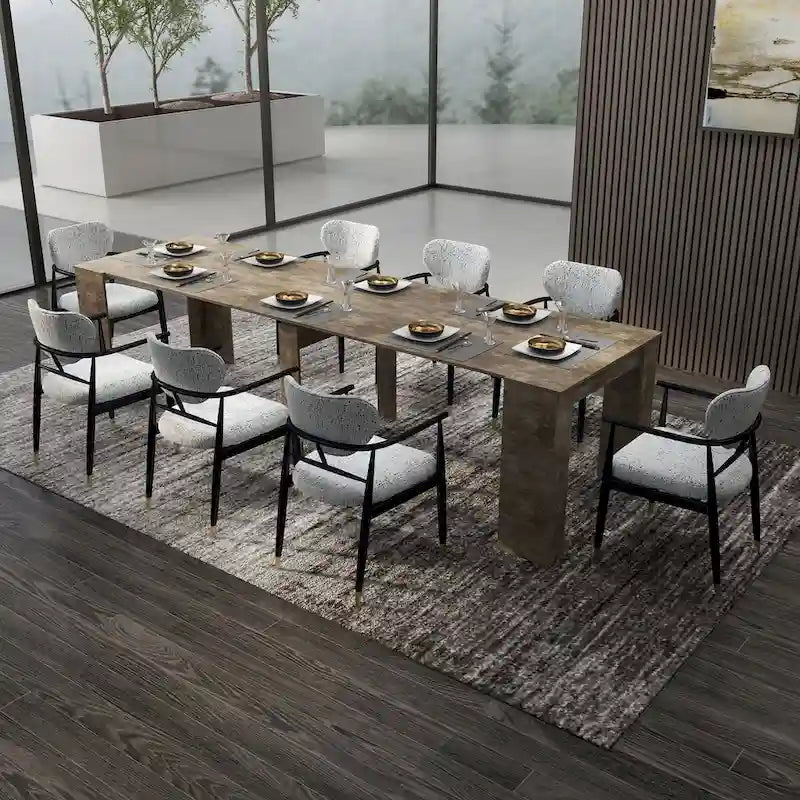 Console-table à manger rectangulaire multifonctionnelle extensible pour 4 à 8 personnes