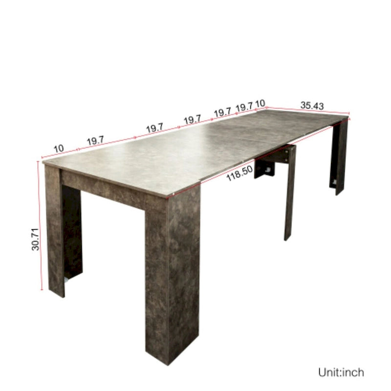 Console-table à manger rectangulaire multifonctionnelle extensible pour 4 à 8 personnes