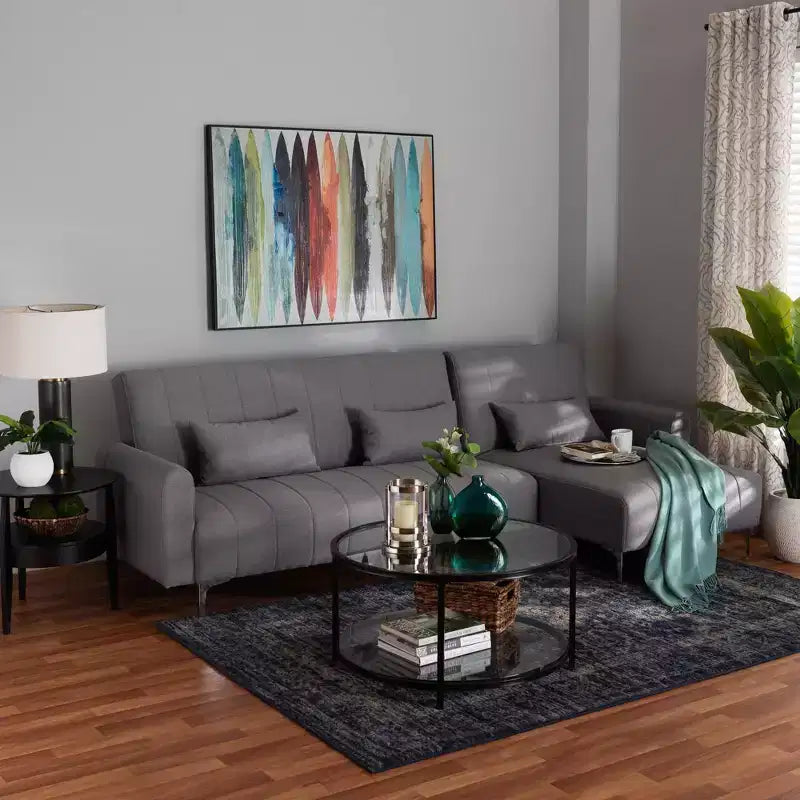 Baxton Studio Lanoma Fabric Upholstered Convertible Sleeper Sofa
