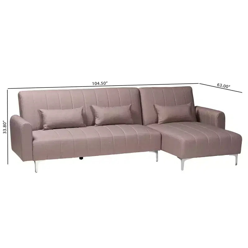 Baxton Studio Lanoma Fabric Upholstered Convertible Sleeper Sofa