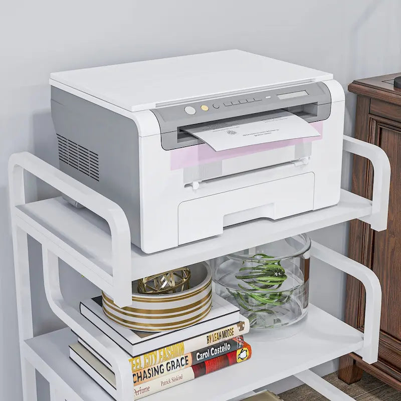 Meuble d'imprimante à 3 niveaux avec rangement, table d'imprimante industrielle en métal pour bureau à domicile, étagère de rangement polyvalente