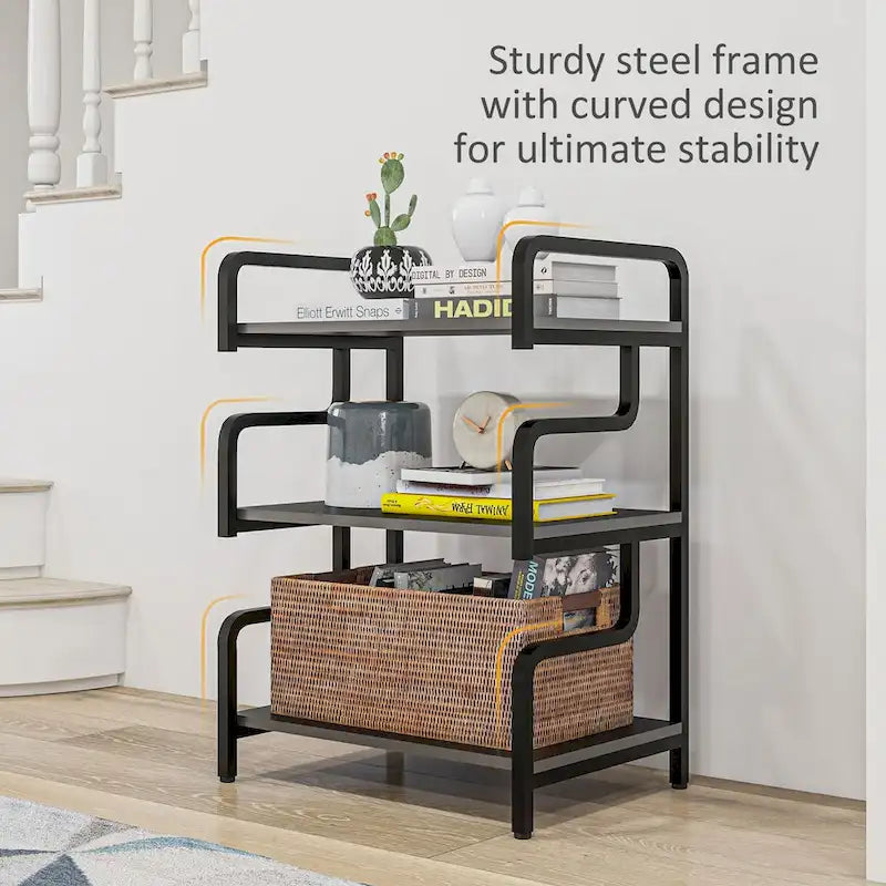 Meuble d'imprimante à 3 niveaux avec rangement, table d'imprimante industrielle en métal pour bureau à domicile, étagère de rangement polyvalente