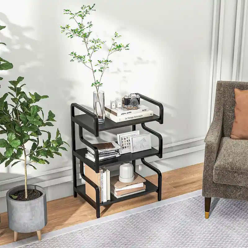 Meuble d'imprimante à 3 niveaux avec rangement, table d'imprimante industrielle en métal pour bureau à domicile, étagère de rangement polyvalente