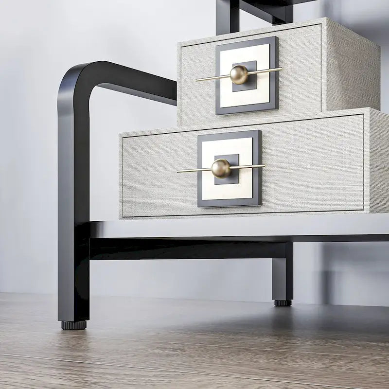Meuble d'imprimante à 3 niveaux avec rangement, table d'imprimante industrielle en métal pour bureau à domicile, étagère de rangement polyvalente