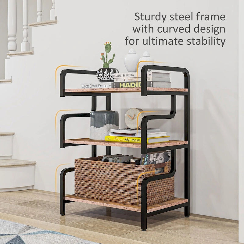 Meuble d'imprimante à 3 niveaux avec rangement, table d'imprimante industrielle en métal pour bureau à domicile, étagère de rangement polyvalente