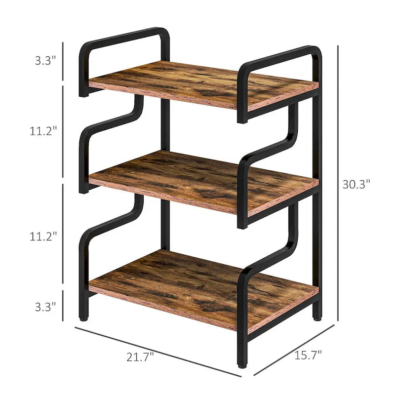 Meuble d'imprimante à 3 niveaux avec rangement, table d'imprimante industrielle en métal pour bureau à domicile, étagère de rangement polyvalente