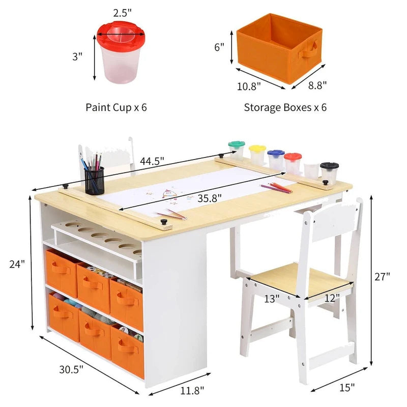 Table d'art et bureau de dessin pour enfants avec grand espace de rangement