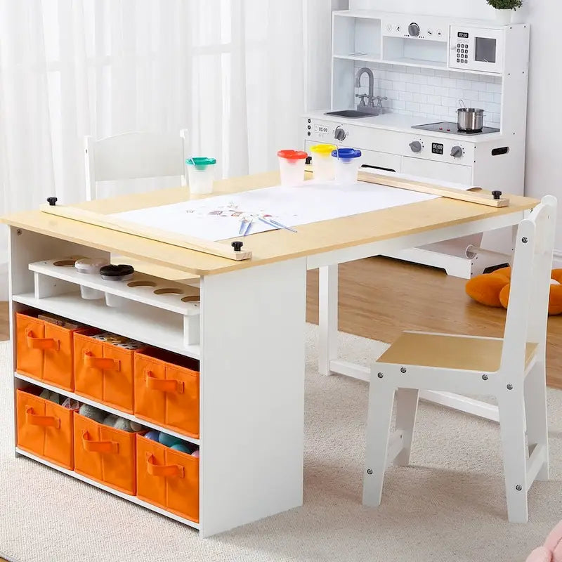 Table d'art et bureau de dessin pour enfants avec grand espace de rangement